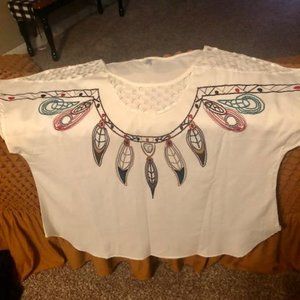 Embroidered Collar Top Navaho Theme